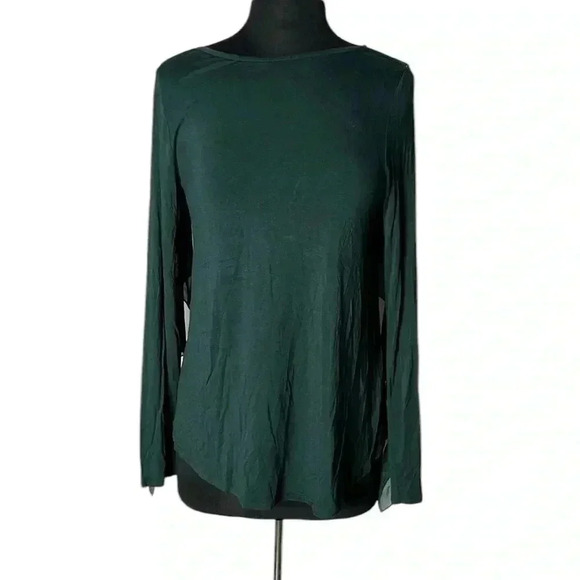 Neiman Marcus Forrest Green Ruffled Top Size L - Picture 1 of 6